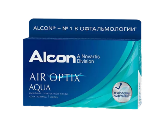 Alcon Air Optix aqua контактные линзы плановой замены, BC=8,6 d=14,2, D(-3.75), стерильно, 6 шт.
